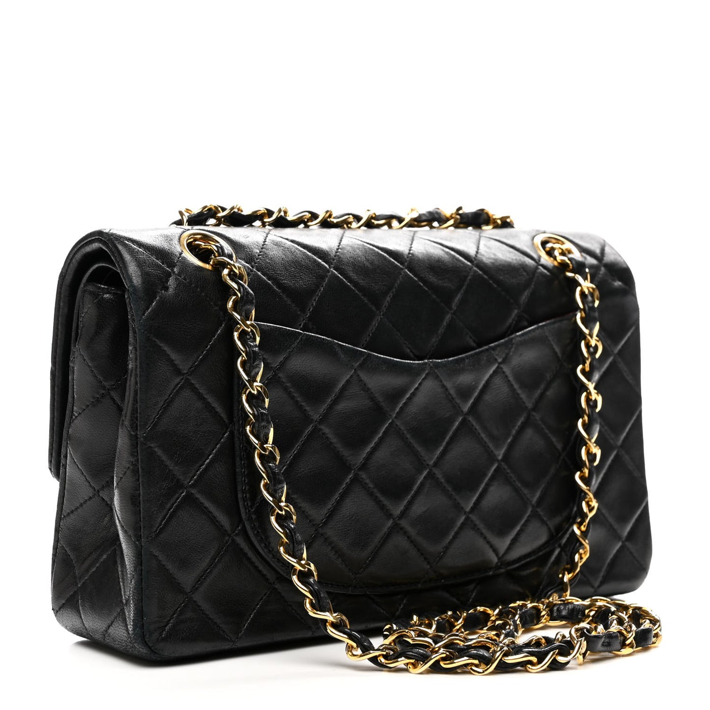 Lambskin Quilted Small Double Flap Black
