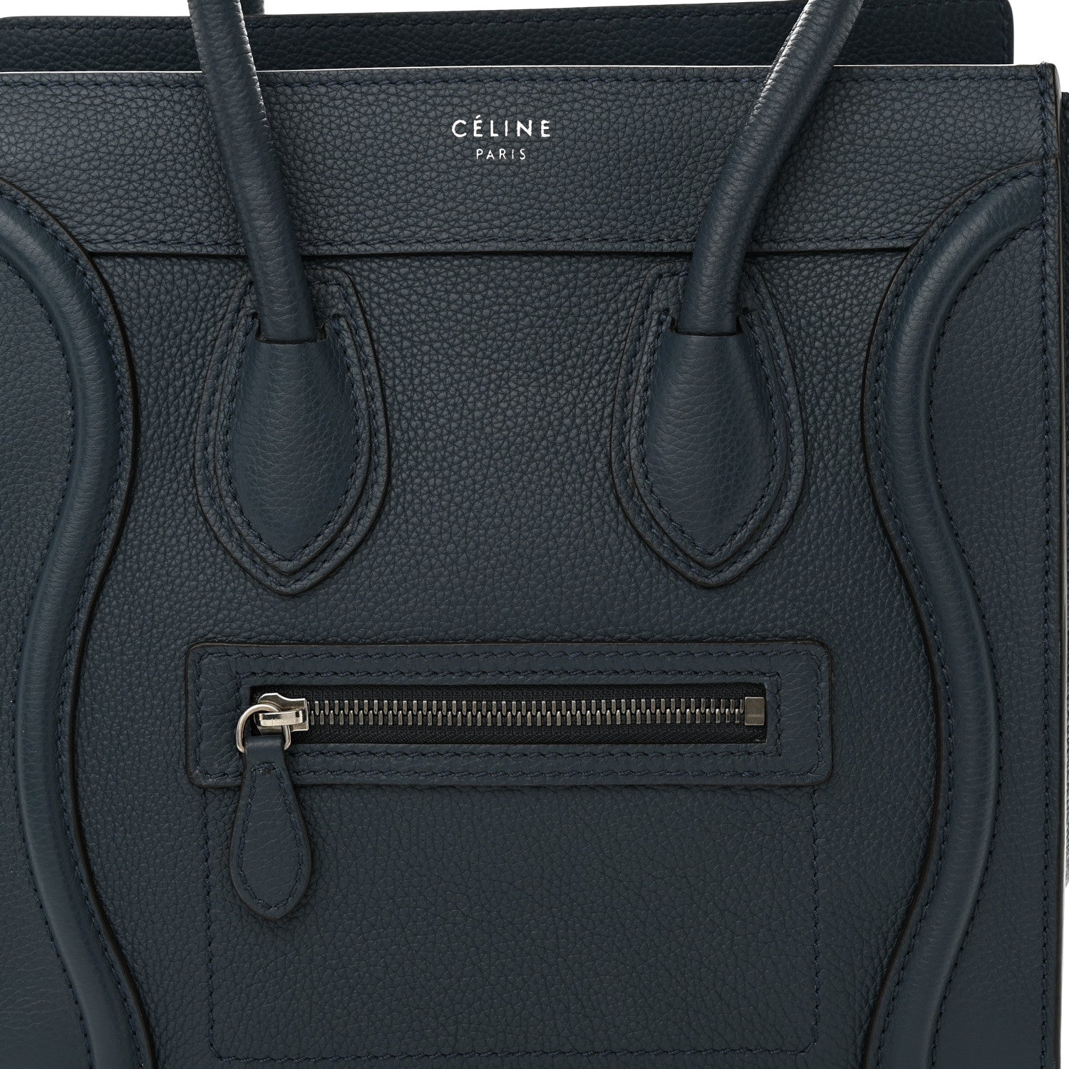 Celine Baby Drummed Calfskin Micro Luggage Petrol 7 of 9