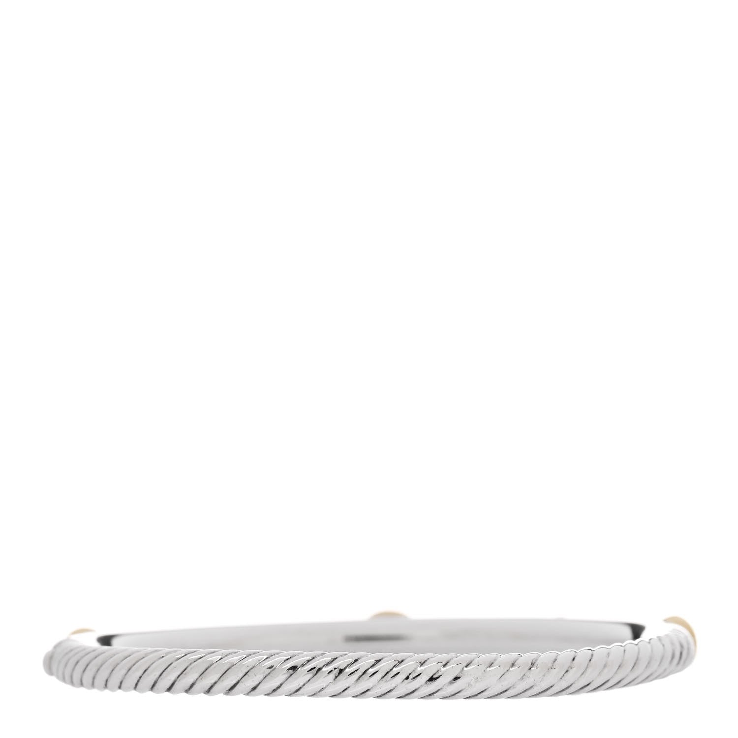 David Yurman Sterling Silver 18K Yellow Gold Diamond Peridot Cable Hinged Bracelet 2 of 4