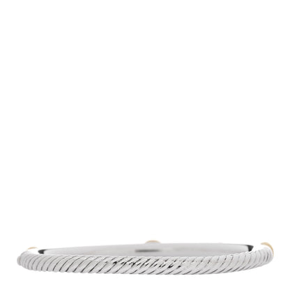 David Yurman Sterling Silver 18K Yellow Gold Diamond Peridot Cable Hinged Bracelet 2 of 4
