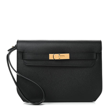Hermes Epsom Kelly Depeches 25 Pouch Black 1 of 8