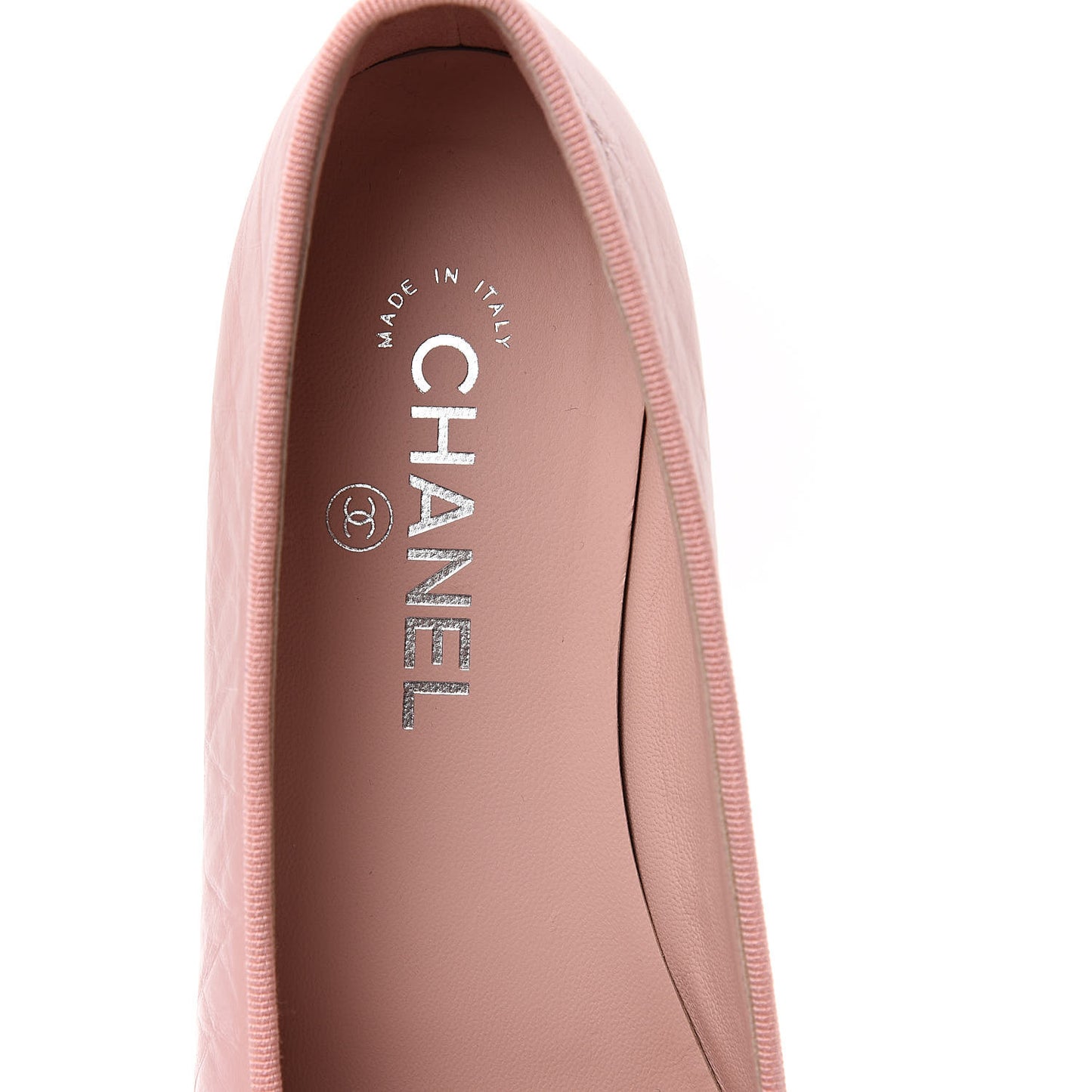 Crumpled Calfskin Cap Toe CC Ballerina Flats 40 Powder Pink