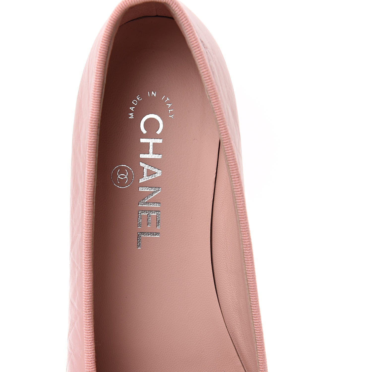 Chanel Crumpled Calfskin Cap Toe CC Ballerina Flats 40 Powder Pink 6 of 9