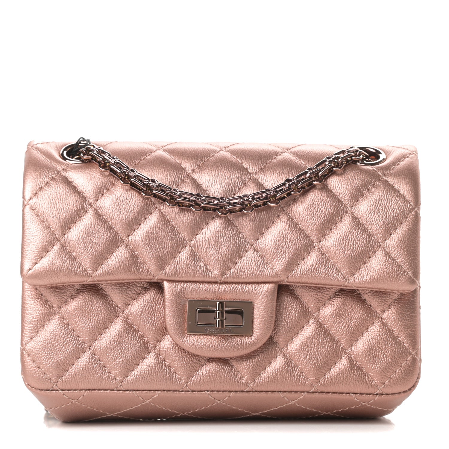 Chanel Metallic Grained Calfskin Quilted 2.55 Reissue Mini Flap Copper Pink 1 of 12