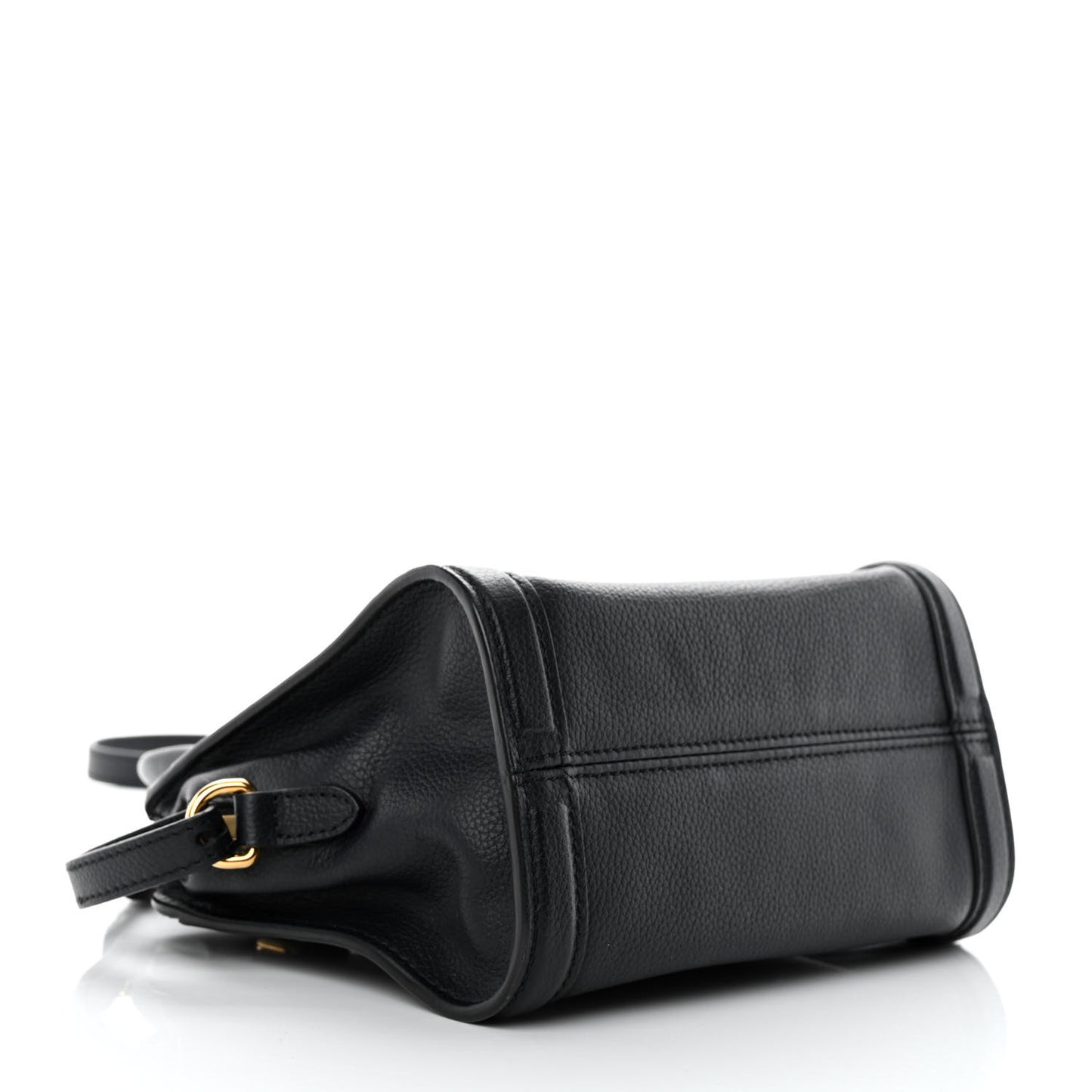 Pebbled Calfskin Mini Padlock Tote Black