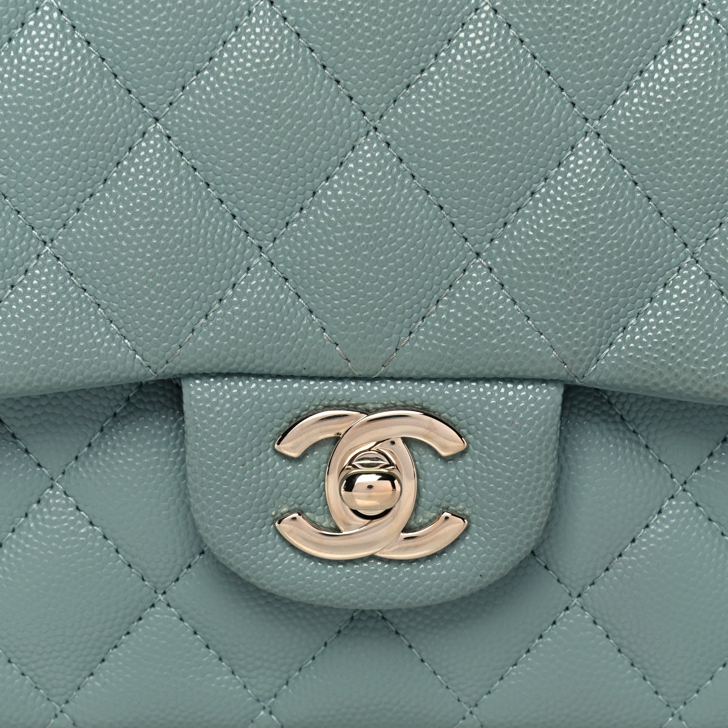 Chanel Caviar Quilted Medium Double Flap Green 7 of 15