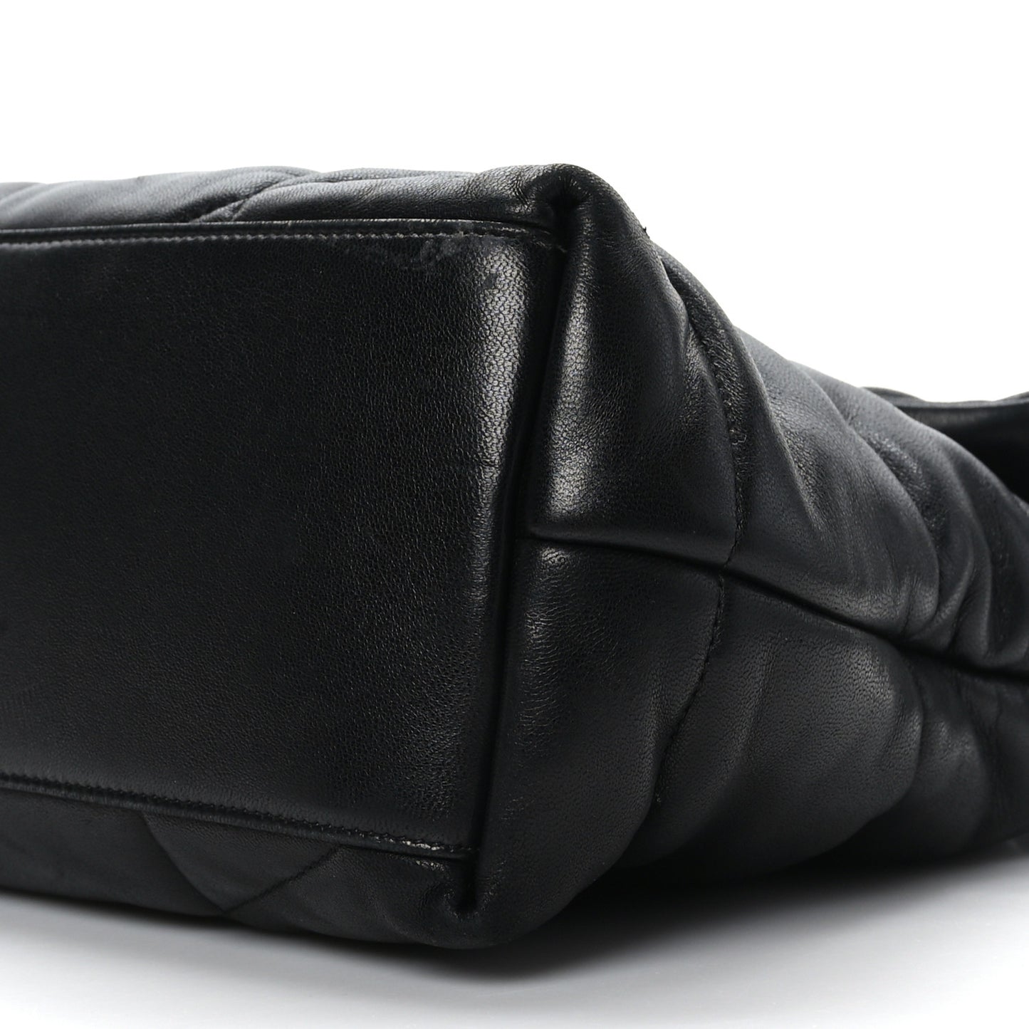 Lambskin Quilted Medium Loulou Puffer Monogram Chain Satchel Black