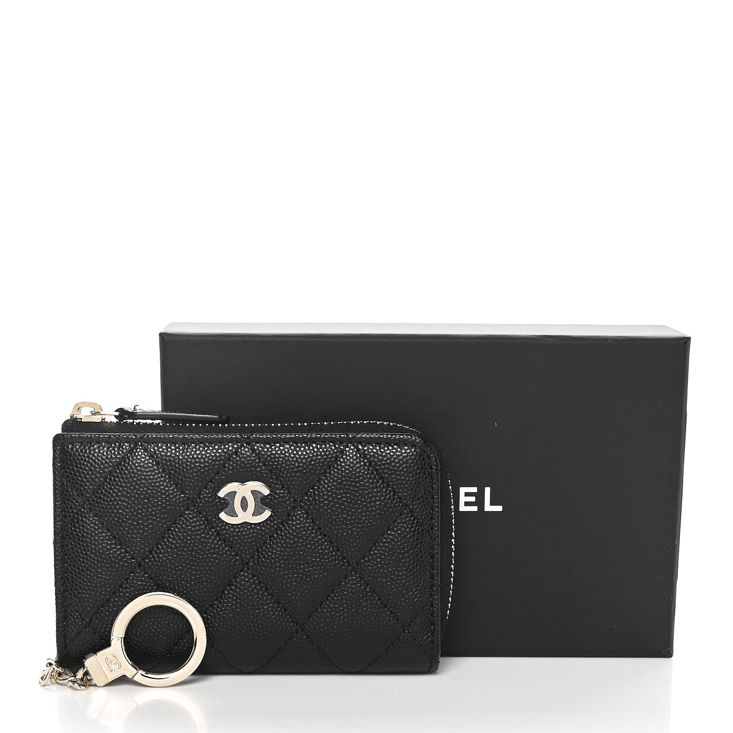 Chanel Caviar Quilted Zipped Key Holder Case Black 9 of 9
