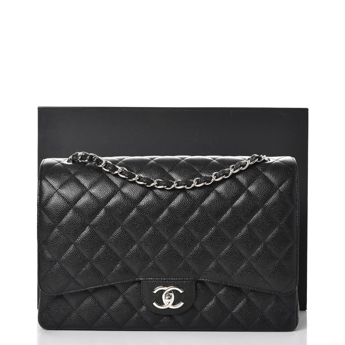 Caviar Quilted Maxi Double Flap Black