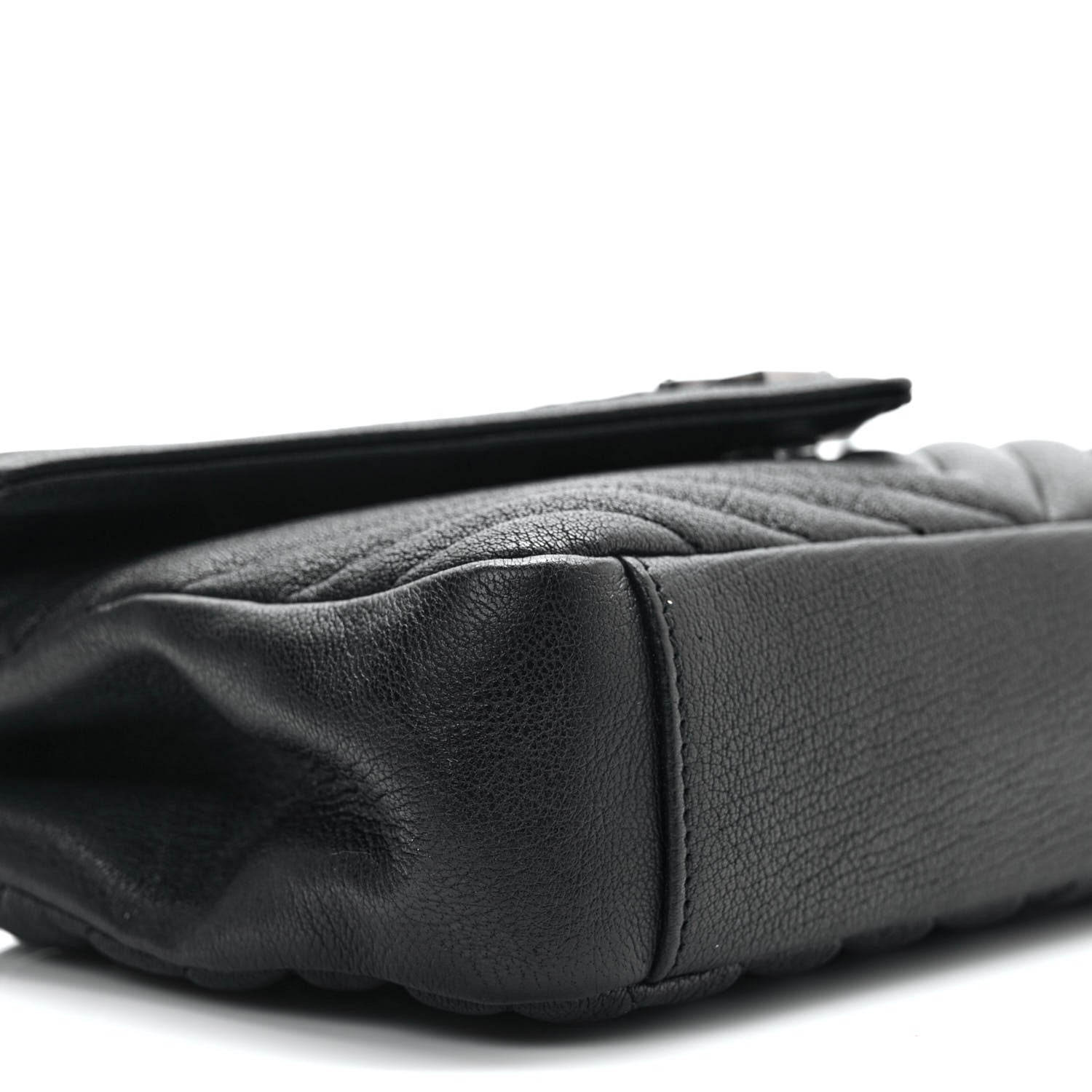 Saint Laurent Sheepskin Matelasse Chevron Monogram Medium College Bag Black 8 of 9