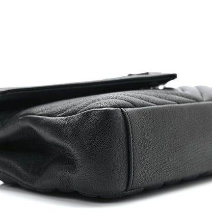 Saint Laurent Sheepskin Matelasse Chevron Monogram Medium College Bag Black 8 of 9