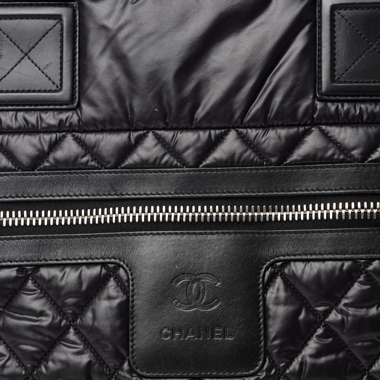 Nylon Quilted Large Coco Cocoon Tote Black