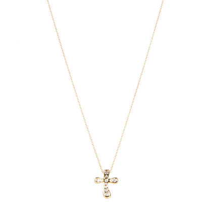 Tiffany 18K Yellow Gold Diamond Elsa Peretti Cross Pendant Necklace 1 of 6