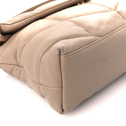Saint Laurent Lambskin Quilted Medium Loulou Puffer Monogram Chain Satchel Dark Beige 10 of 11