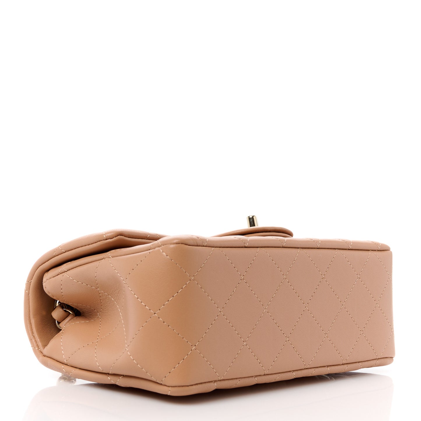 Lambskin Quilted Mini Rectangular Flap Brown