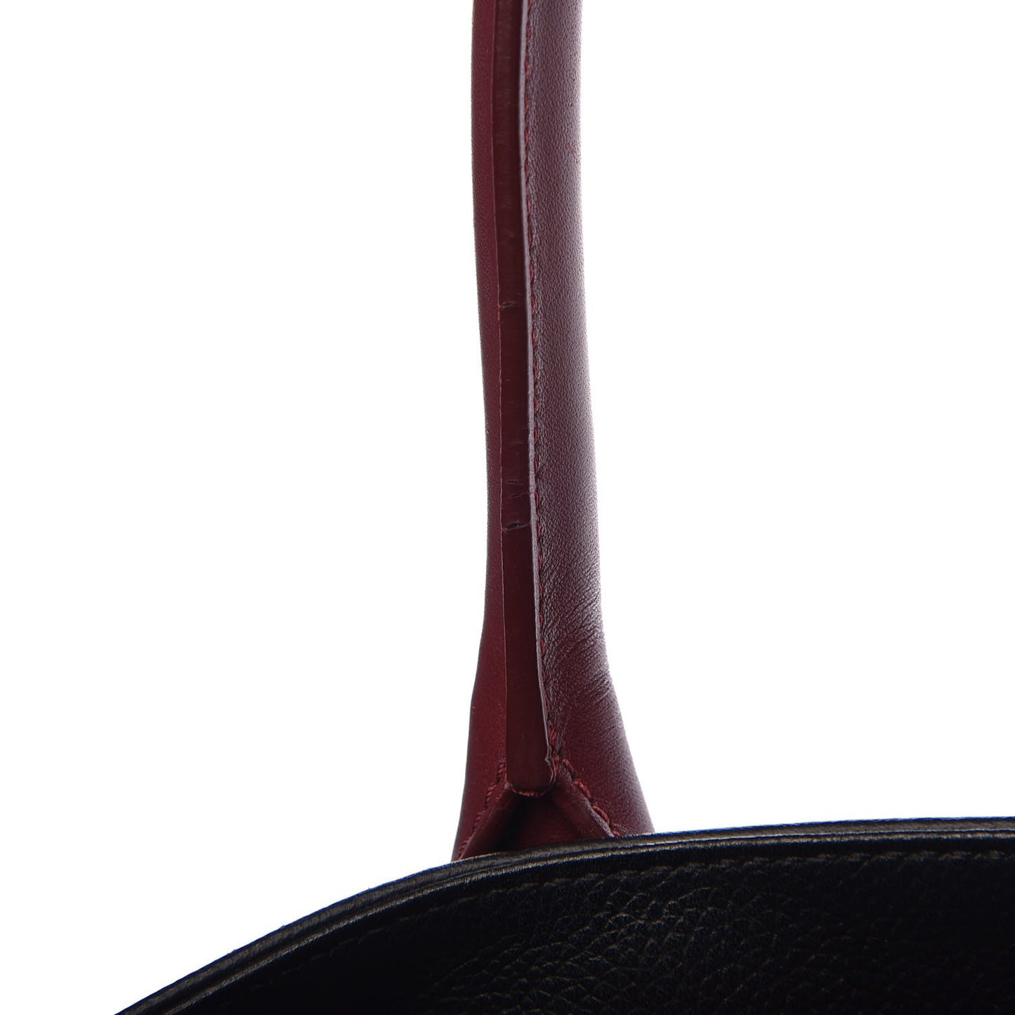 Calfskin Cerf Executive Shopper Tote Burgundy Black