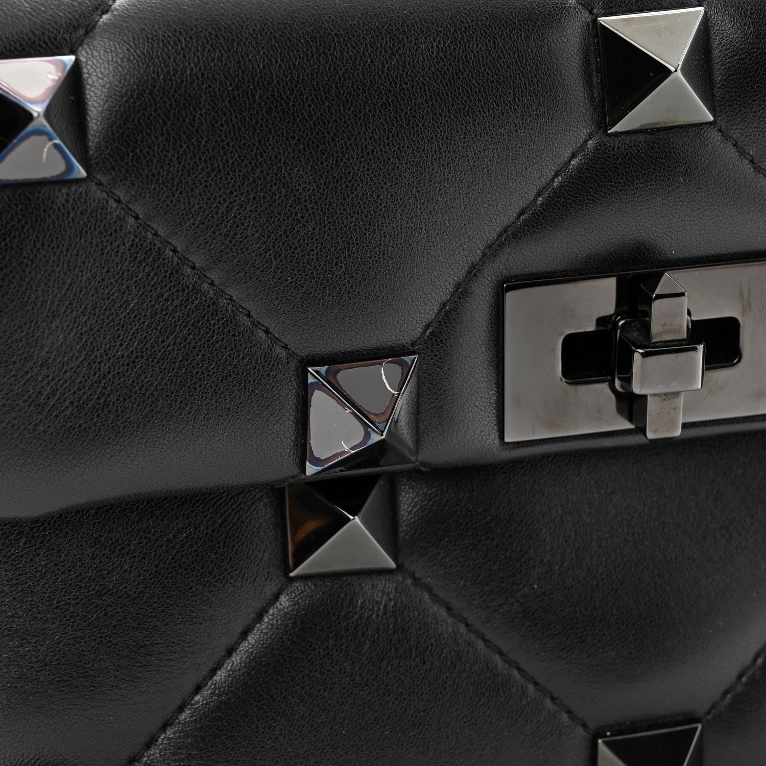 Valentino Garavani Nappa Monochrome Medium Roman Stud Shoulder Bag Black 9 of 10