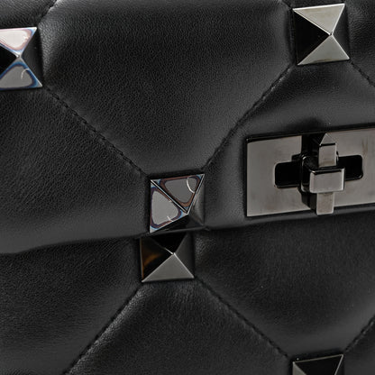 Valentino Garavani Nappa Monochrome Medium Roman Stud Shoulder Bag Black 9 of 10