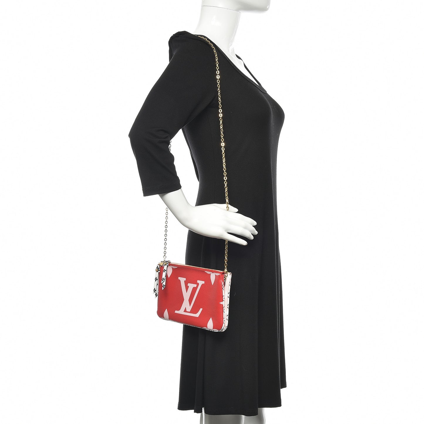 Monogram Giant Double Zip Pochette Rouge