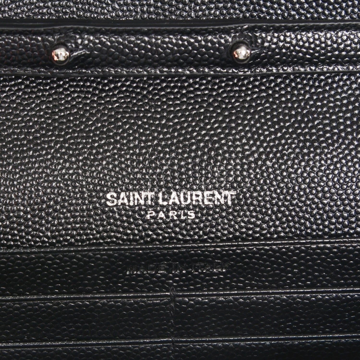 Saint Laurent Grain De Poudre Matelasse Chevron Monogram Chain Wallet Black 6 of 7