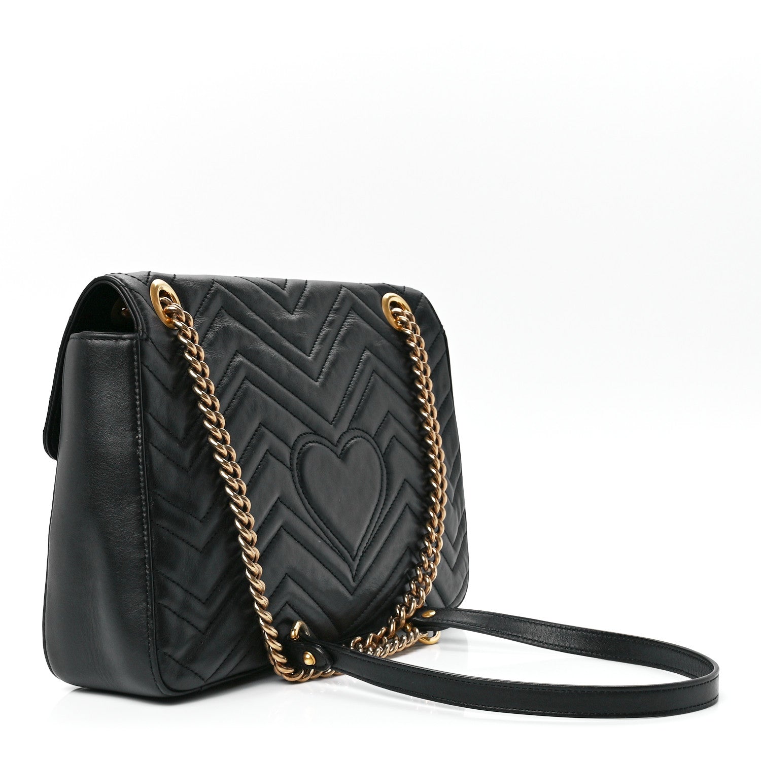 Gucci Calfskin Matelasse Animal Studs Medium GG Marmont Shoulder Bag Black 2 of 11