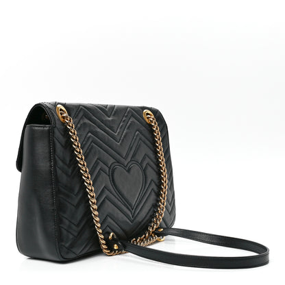 Gucci Calfskin Matelasse Animal Studs Medium GG Marmont Shoulder Bag Black 2 of 11