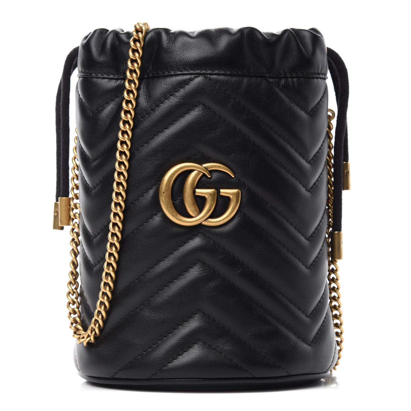 Calfskin Matelasse Mini GG Marmont 2.0 Bucket Bag Black