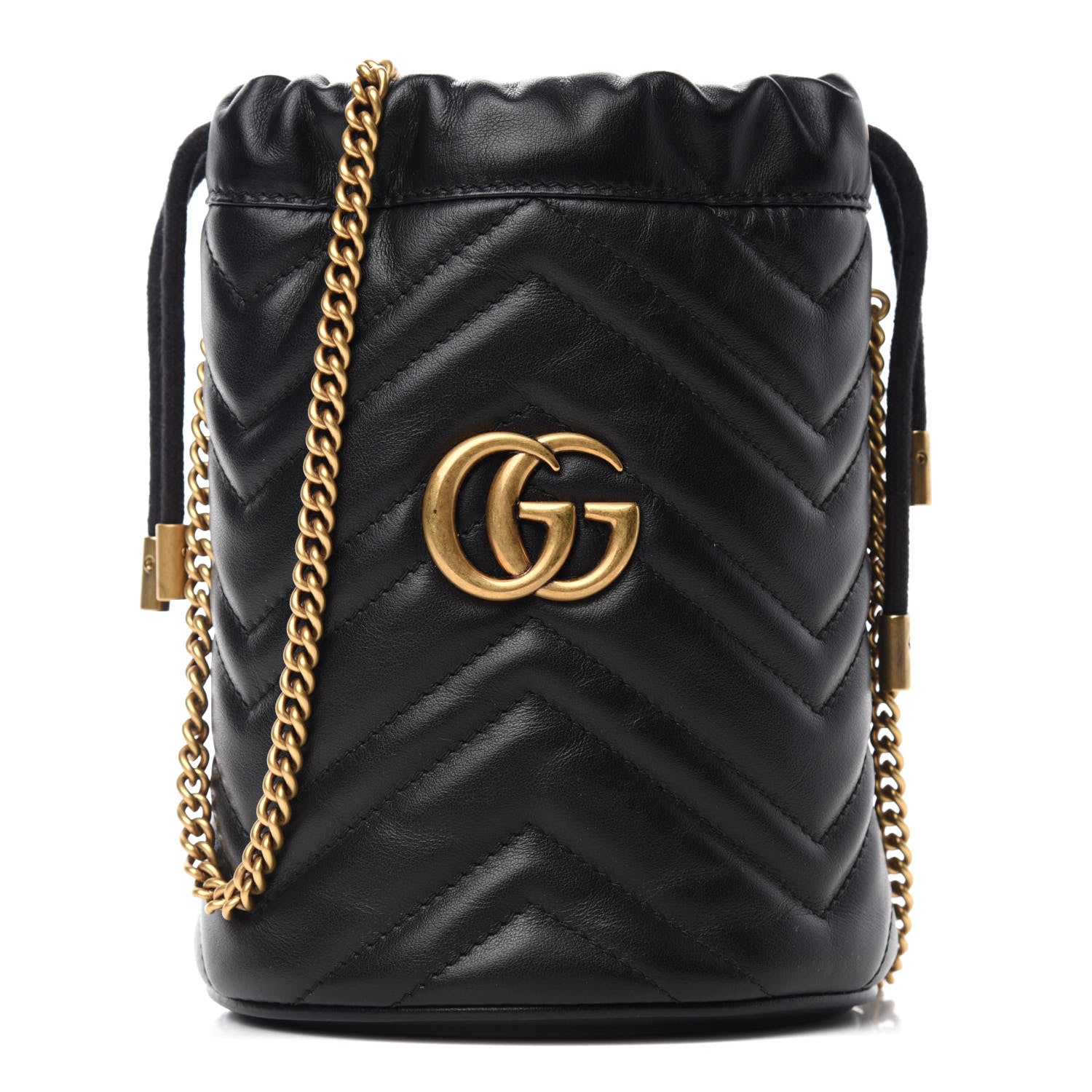 Gucci Calfskin Matelasse Mini GG Marmont 2.0 Bucket Bag Black 1 of 11