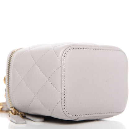Chanel Lambskin Quilted Top Handle Mini Vanity Case With Chain Grey 7 of 10