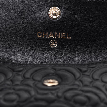 Chanel Lambskin Camellia Embossed Chain Belt Bag Black 6 of 13