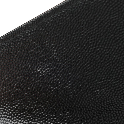Saint Laurent Grain De Poudre Matelasse Chevron Monogram Monochrome Envelope Chain Wallet Black 11 of 11
