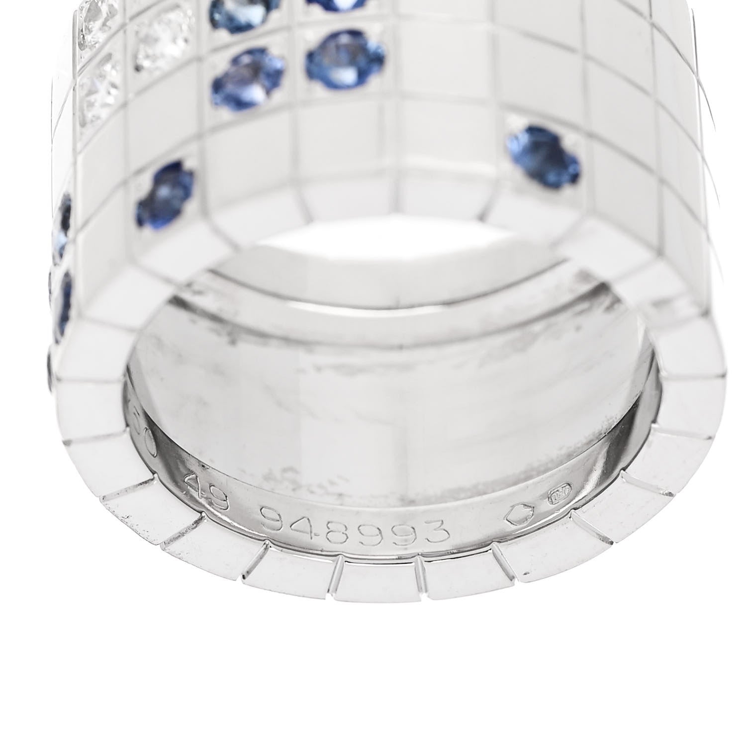 Cartier 18K White Gold Diamond Sapphire Wide Lanieres Ring 49 5 5 of 5