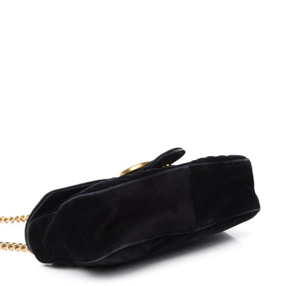 Gucci Velvet Matelasse Small GG Marmont Shoulder Bag Black 5 of 14