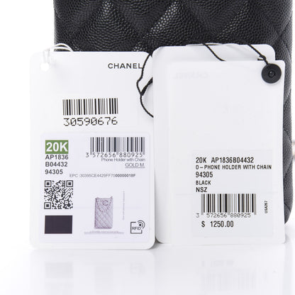 Chanel Caviar Quilted French New Wave Phone Holder With Chain Black 13 of 13