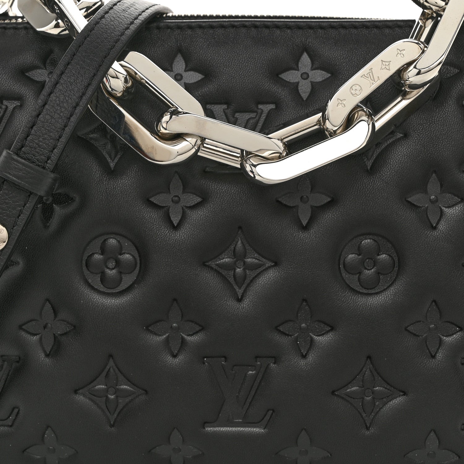 Louis Vuitton Lambskin Embossed Monogram Coussin BB Black 8 of 12