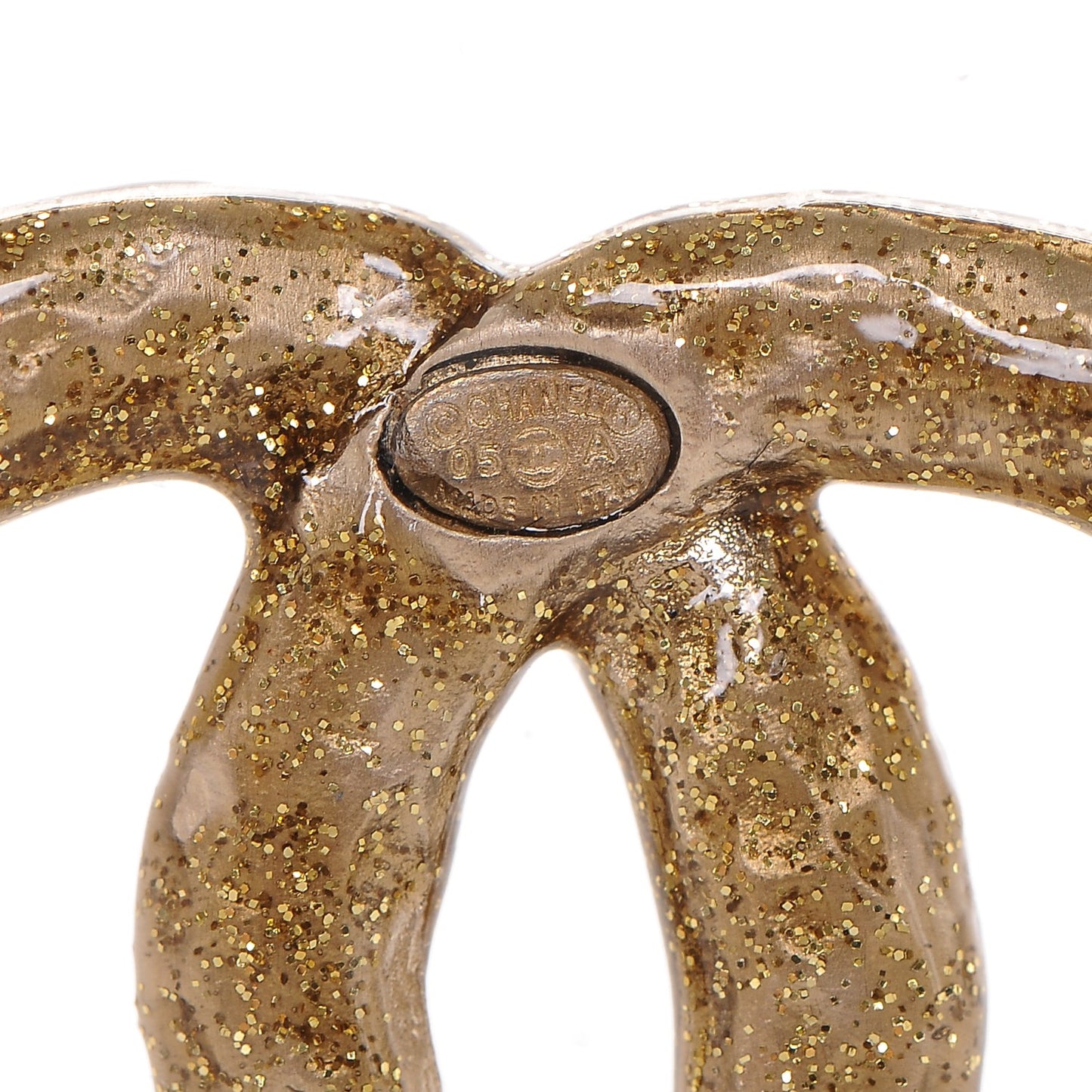 Glitter Enamel CC Brooch Gold