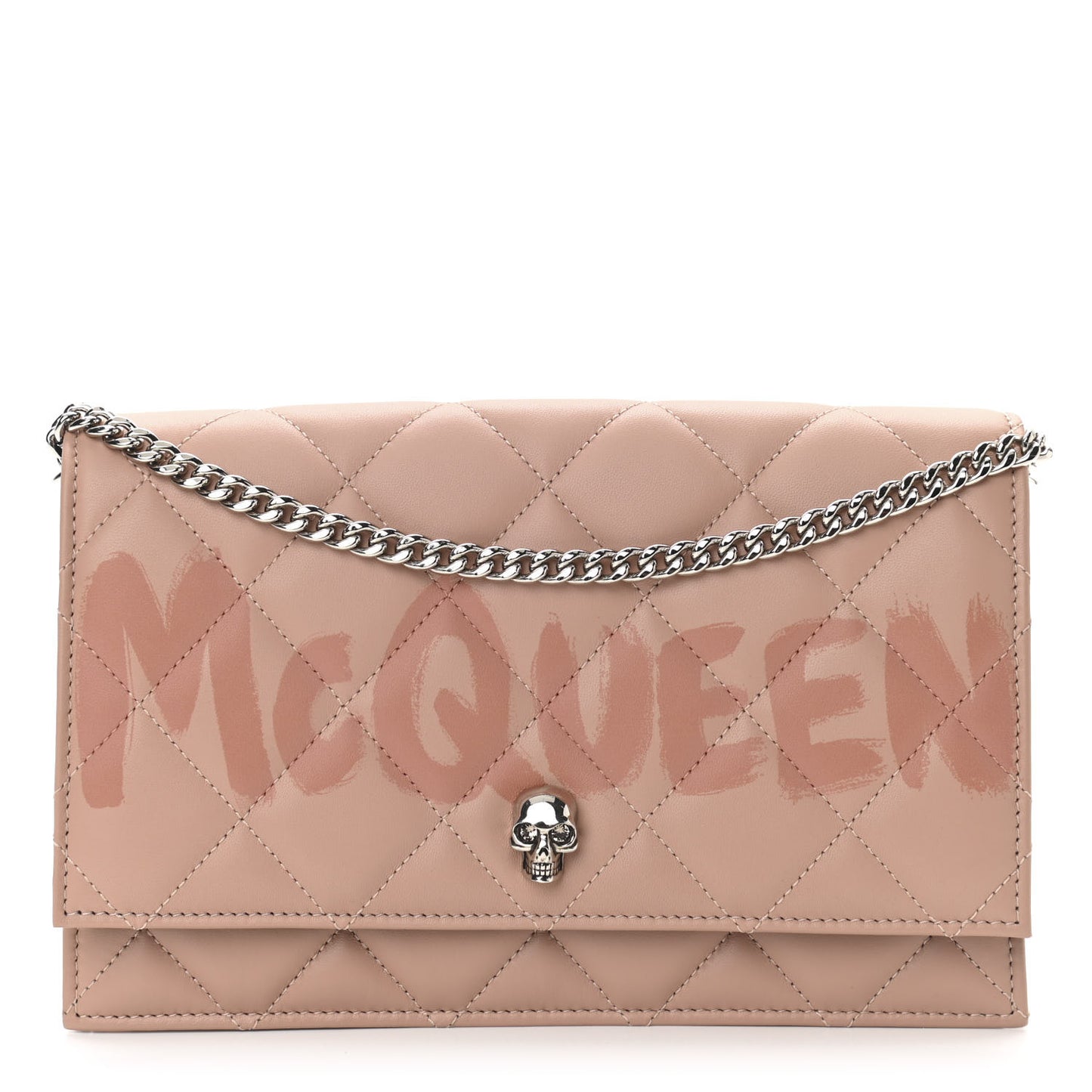 Calfskin Quilted Graffiti Skull Medium Chain Crossbody Bag Rose Gold