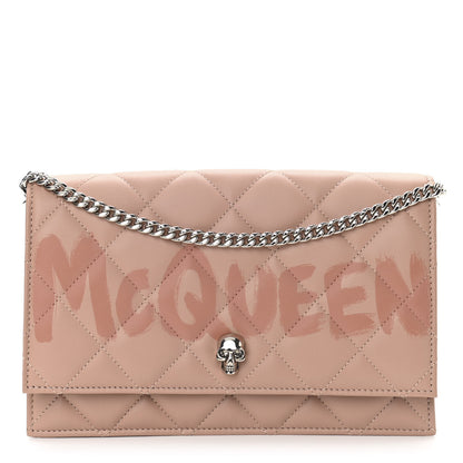 Alexander McQueen Calfskin Quilted Graffiti Skull Medium Chain Crossbody Bag Rose Gold 1 of 8