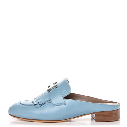 Hermes Goatskin Rivoli Mules 35 Bleu Ciel 1 of 9
