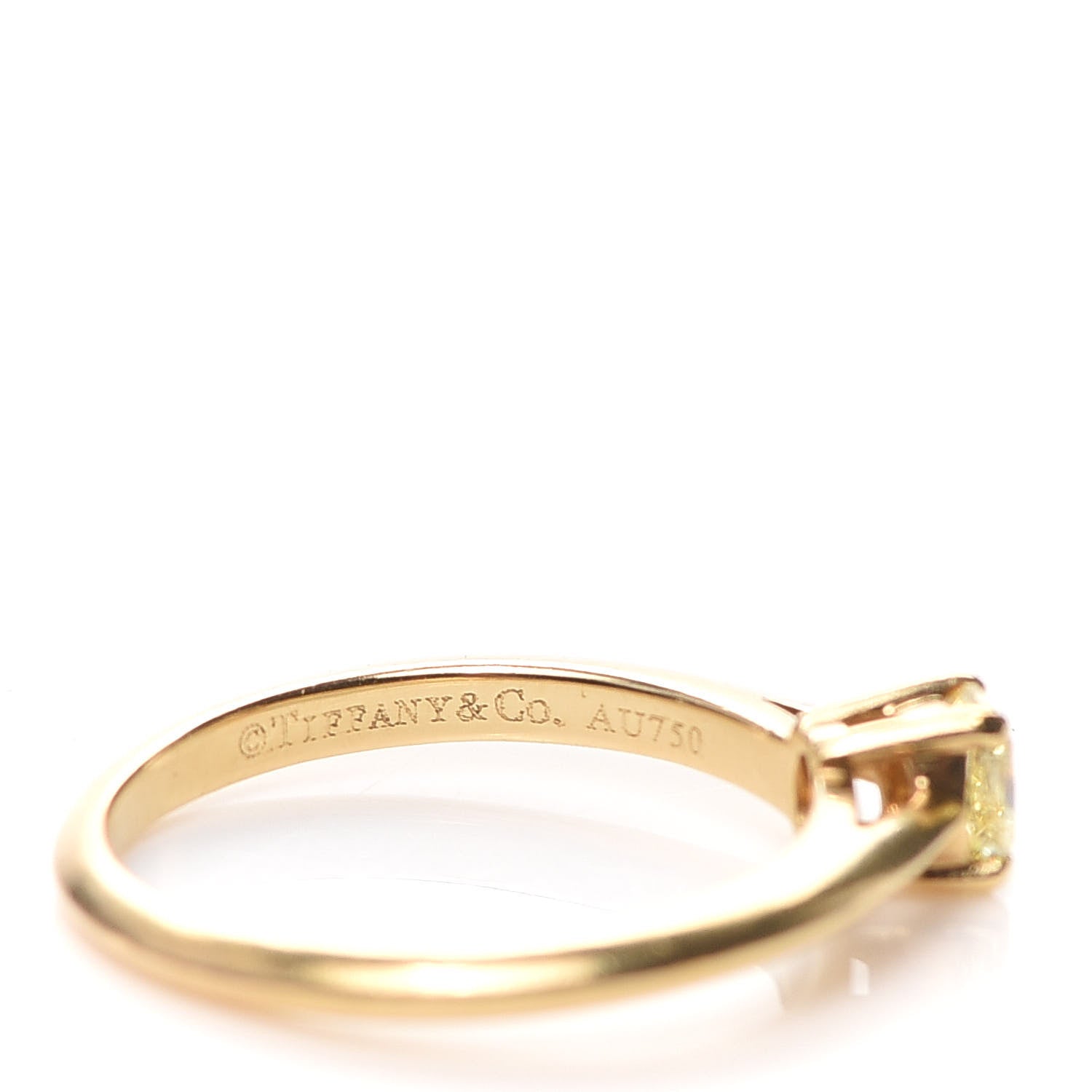 Tiffany 18K Yellow Gold Yellow Diamond .20ct Solitaire Cushion Cut Engagement Ring 45 3.25 5 of 6