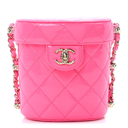 Chanel Patent Quilted CC Vani-Tea Case With Chain Neon Pink 1 of 10