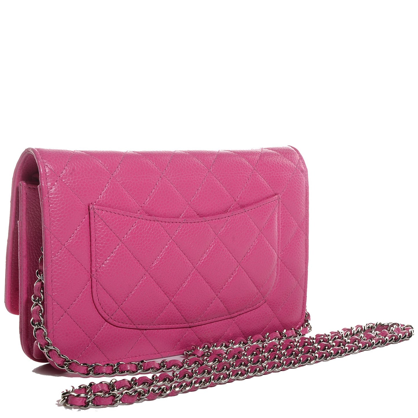 Caviar Quilted Wallet On Chain WOC Dark Pink