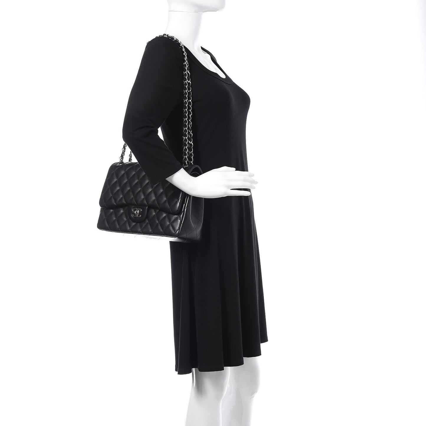 Lambskin Quilted Jumbo Double Flap Black