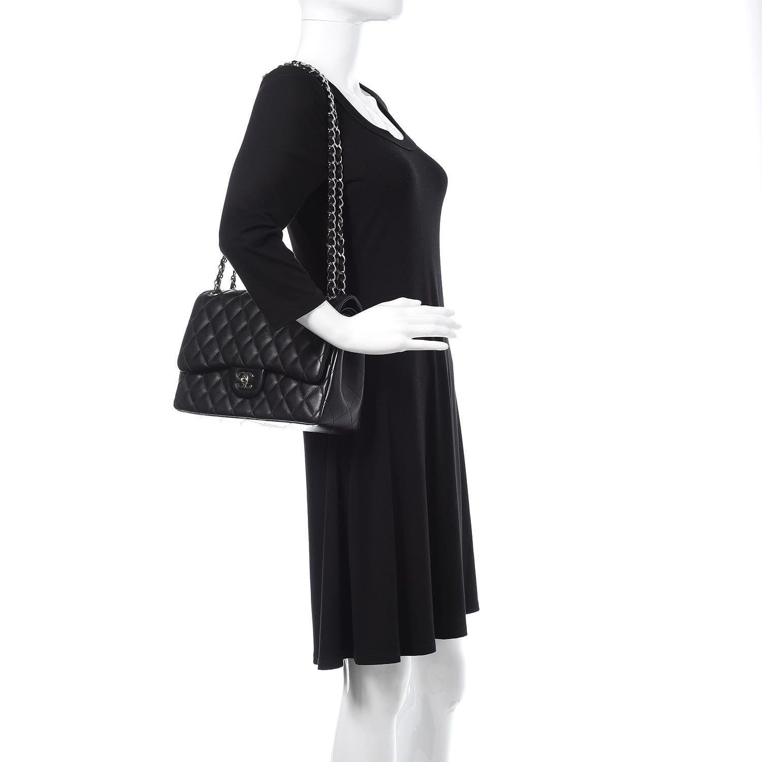 Chanel Lambskin Quilted Jumbo Double Flap Black 2 of 10