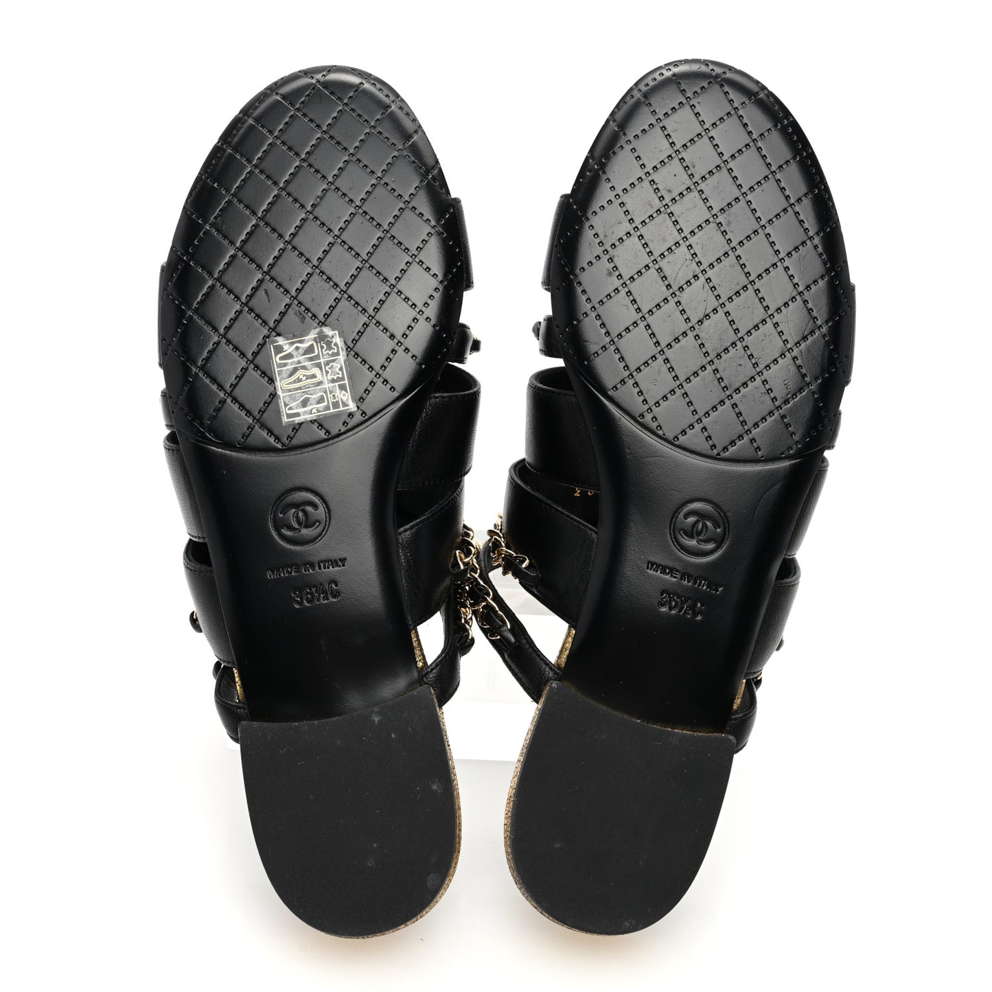 Lambskin Chain Mule Sandals 36.5 Black