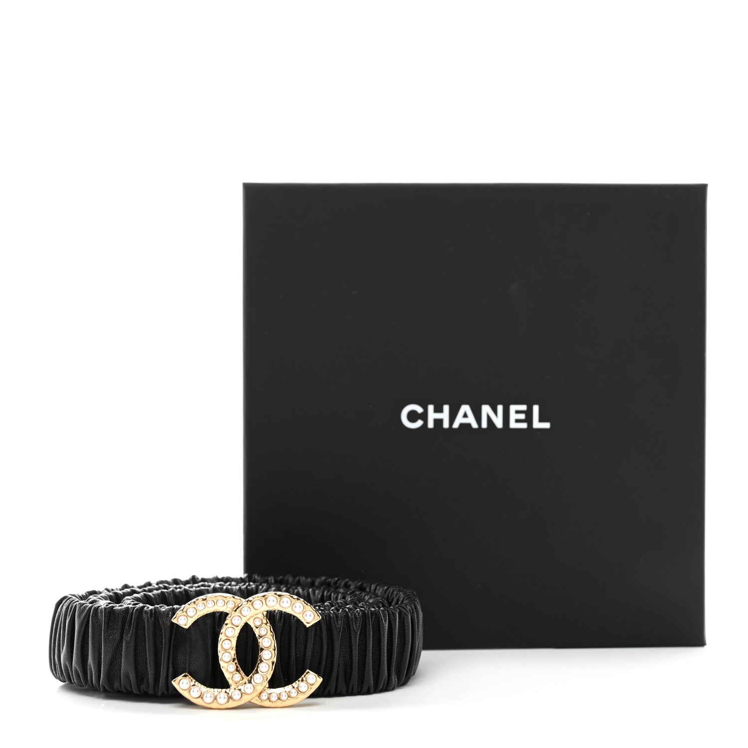 Chanel Lambskin Pearl CC Belt 90 36 Black 5 of 5