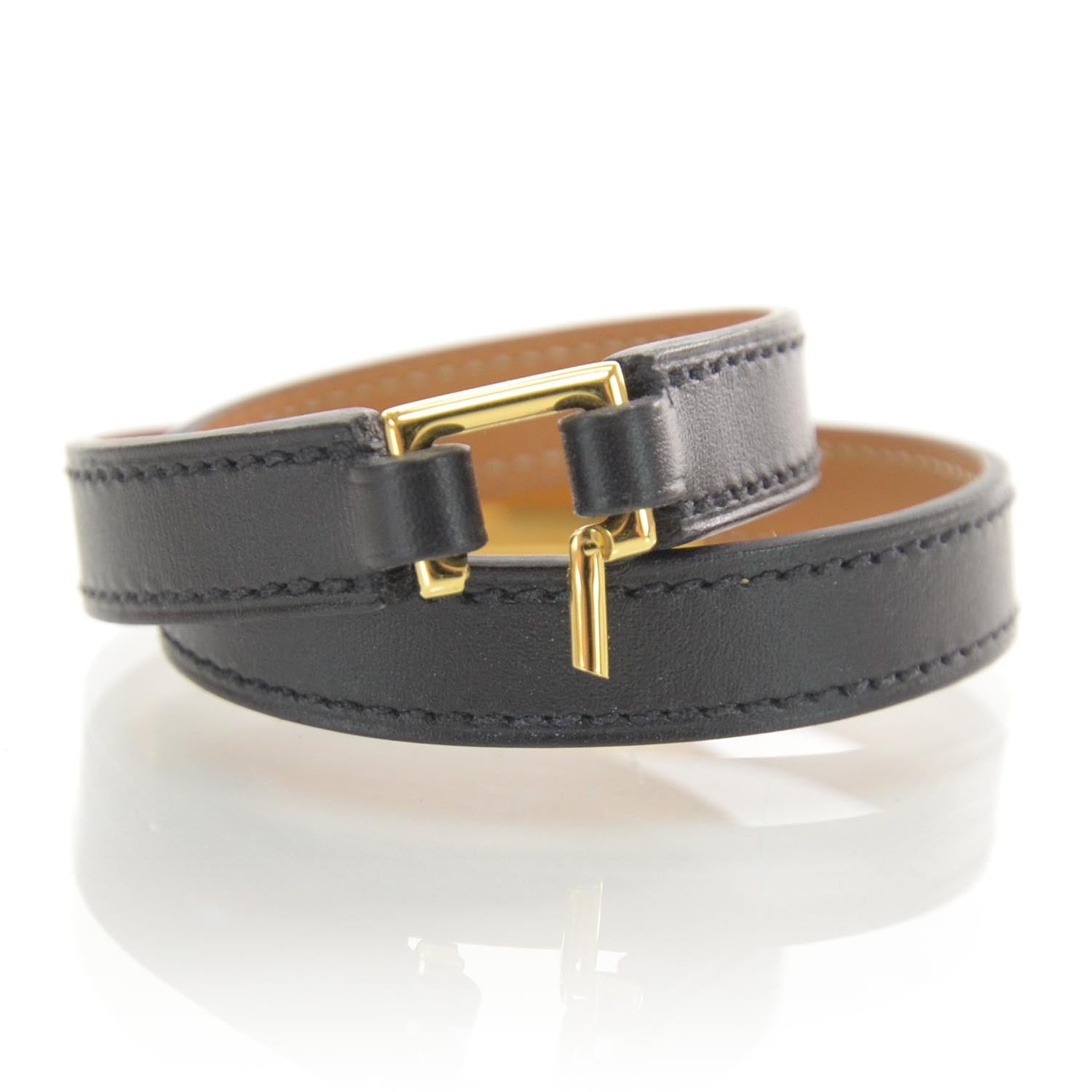 Hermes Chamonix Rivale Double Tour Bracelet Medium Black 2 of 7