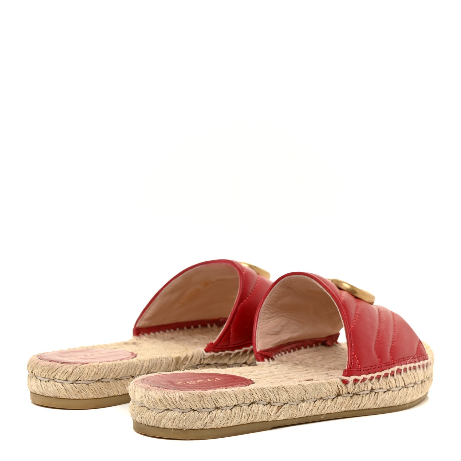 Gucci Nappa Matelasse GG Marmont Espadrille Slide Sandals 36.5 Hibiscus Red 4 of 15