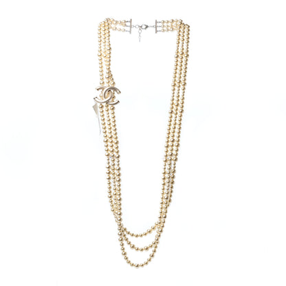 Chanel Pearl CC Multi Strand Long Necklace Light Gold 4 of 4