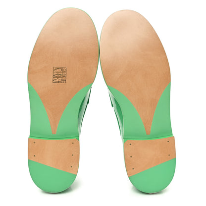 Chanel Patent Calfskin Logo Loafers 37 Green 6 of 10